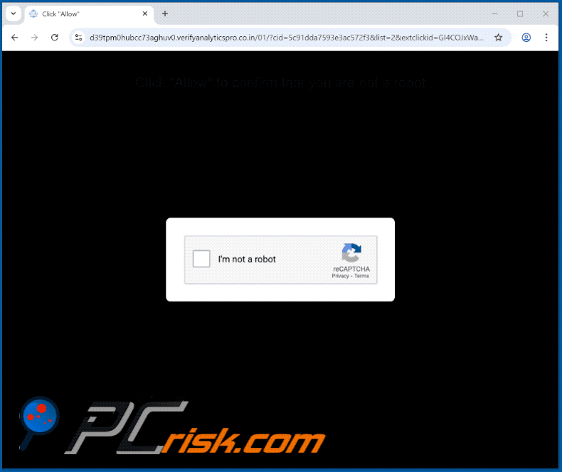 wygląd strony verifyanalyticspro.co[.]in (GIF)