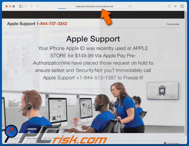 Wygląd Your Apple ID Was Recently Used At APPLE STORE oszustwo (GIF)