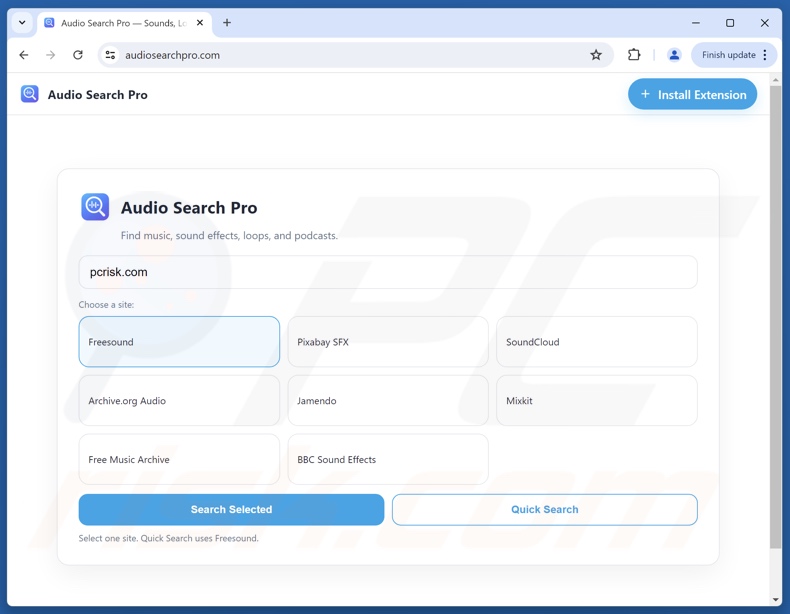 Audio Search Pro porywacz przeglądarki