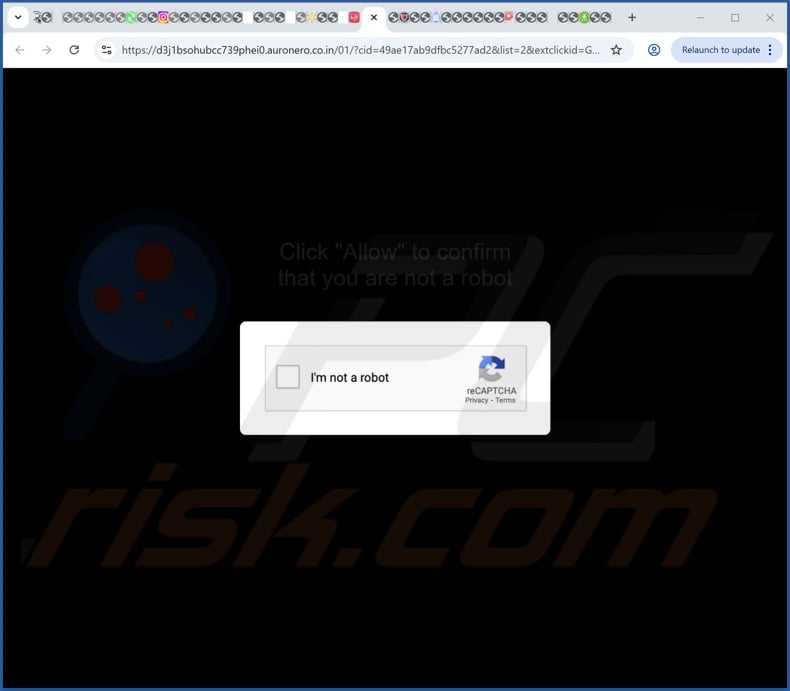 auronero.co[.]in pop-up przekierowania