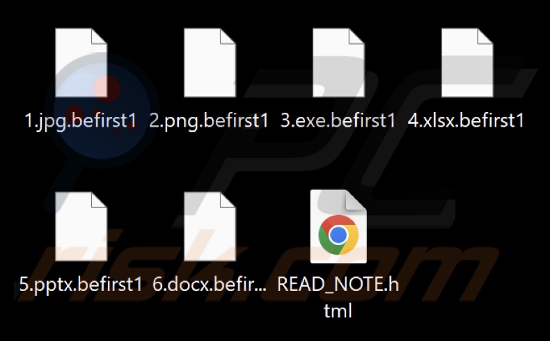 Pliki zaszyfrowane przez oprogramowanie ransomware BeFirst (rozszerzenie .befirst1)