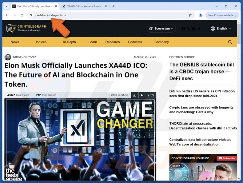 Oszustwo związane z wprowadzeniem tokenu xAI promujące fałszywy artykuł