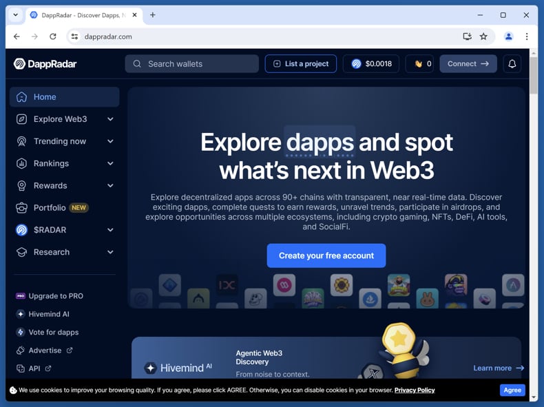 Fałszywa strona internetowa DappRadar – prawdziwa strona internetowa (dappradar.com)