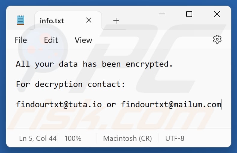 Plik txt ransomware FIND (info.txt)