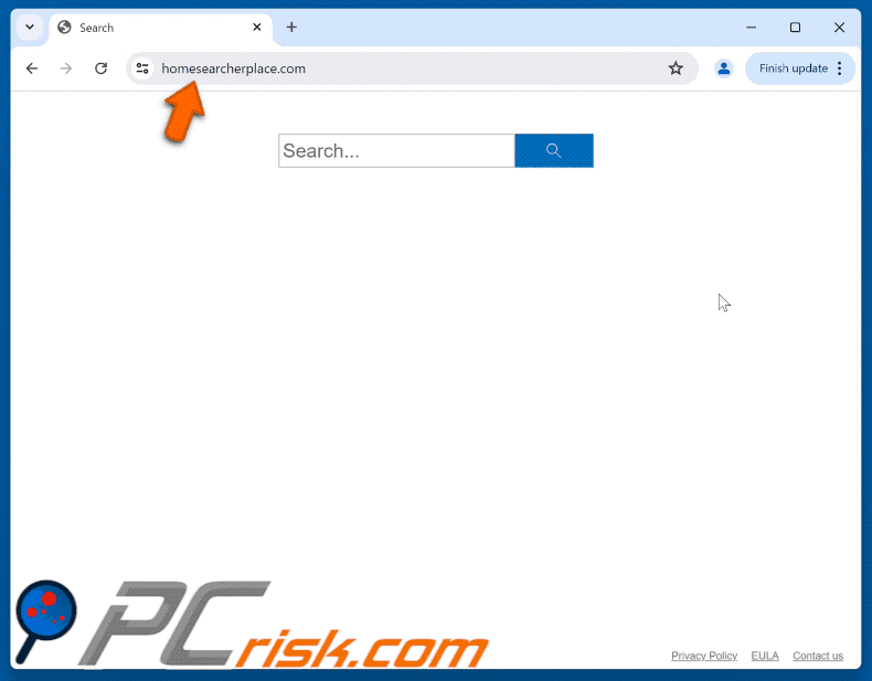 homesearcherplace.com przekierowanie (przez instantsearchly.com) do Bing (GIF)
