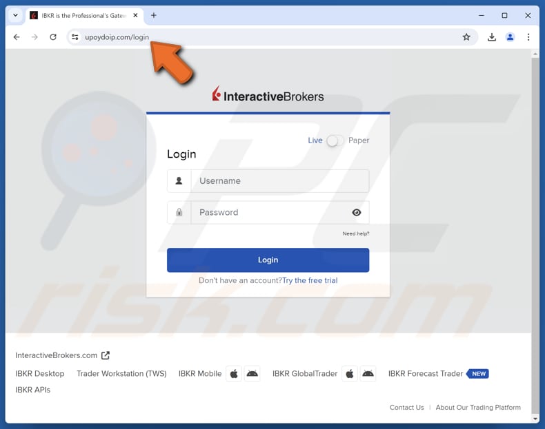 Interactive Brokers Compliance Verification Notice Email Scam phishing page