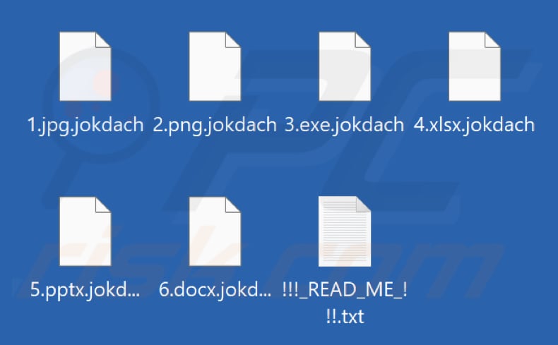 Pliki zaszyfrowane przez oprogramowanie ransomware Jokdach (rozszerzenie .jokdach)