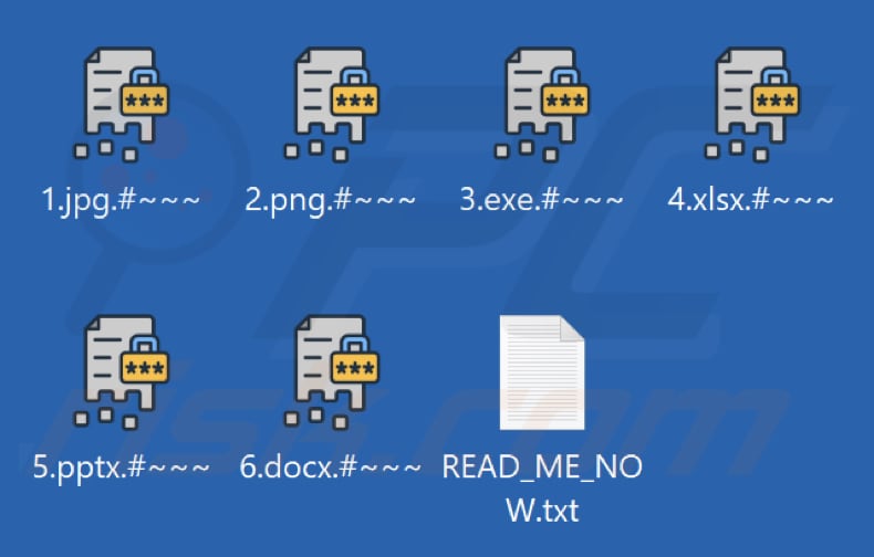 Pliki zaszyfrowane przez oprogramowanie ransomware Kyber (rozszerzenie .#~~~)