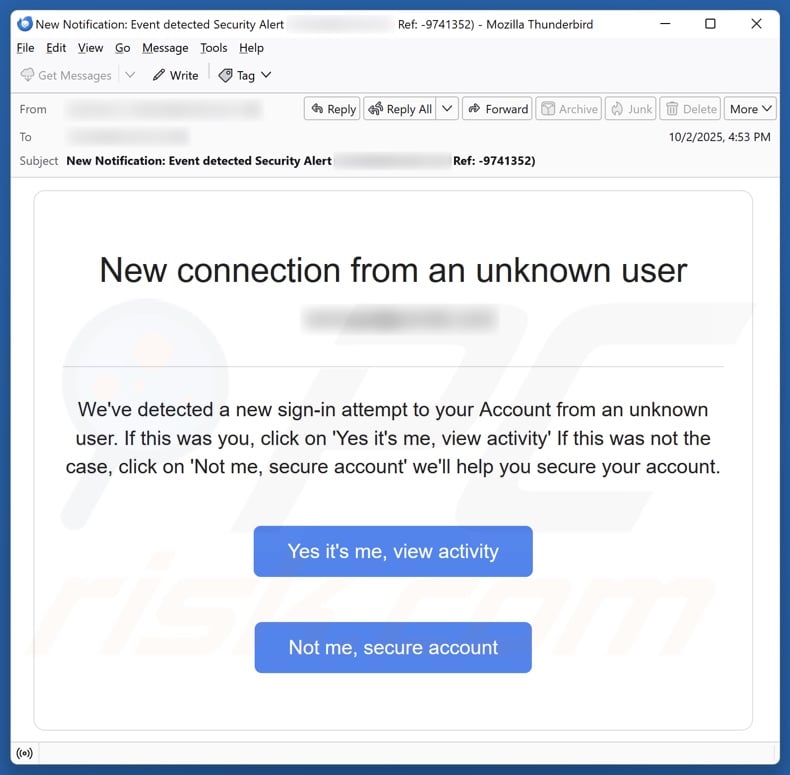 Kampania spamowa „Nowe połączenie od nieznanego użytkownika”
