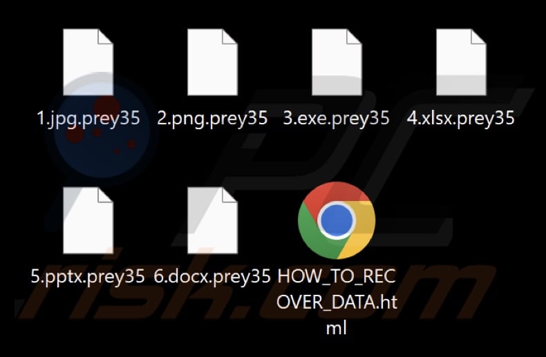 Pliki zaszyfrowane przez oprogramowanie ransomware Prey (rozszerzenie .prey35)