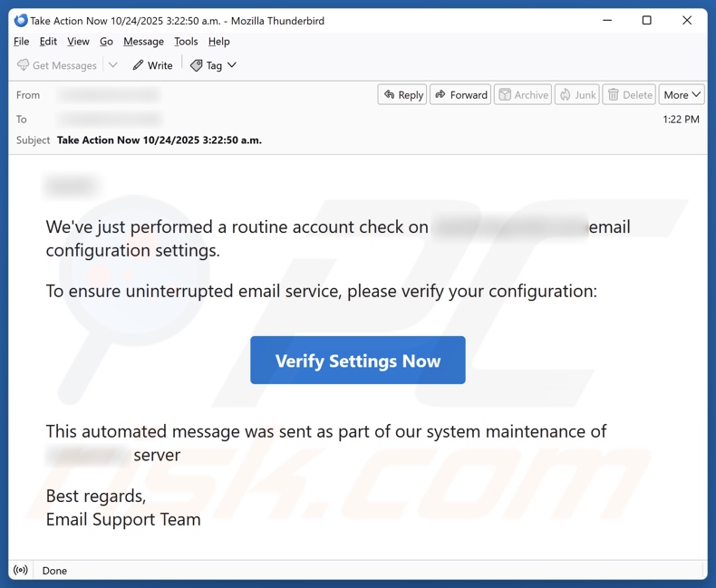 Routine Account Check kampania spamowa