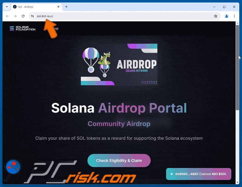 Solana airdrop wygląd oszustwa e-mailowego