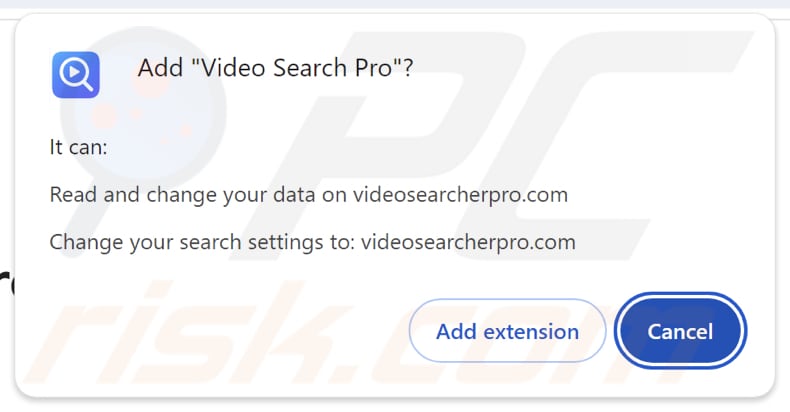 Video Search Pro przeglądarka porywająca żądająca uprawnień