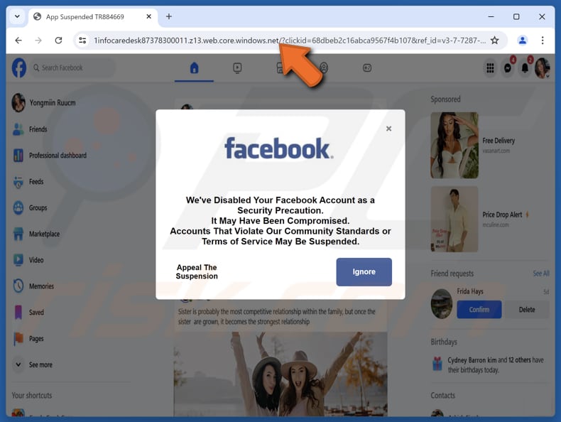 Oszustwo „Wyłączyliśmy Twoje konto na Facebooku”