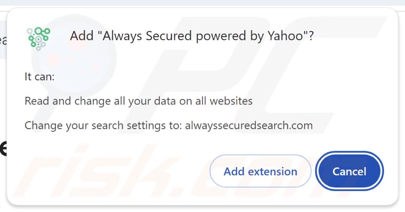 Always Secured powered by Yahoo przeglądarka porywająca żądająca uprawnień