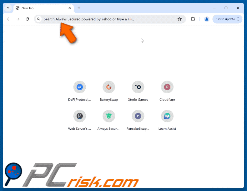 Always Secured powered by Yahoo przeglądarka przekierowująca do Yahoo (GIF)