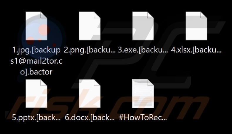 Pliki zaszyfrowane przez oprogramowanie ransomware Bactor (rozszerzenie .bactor)