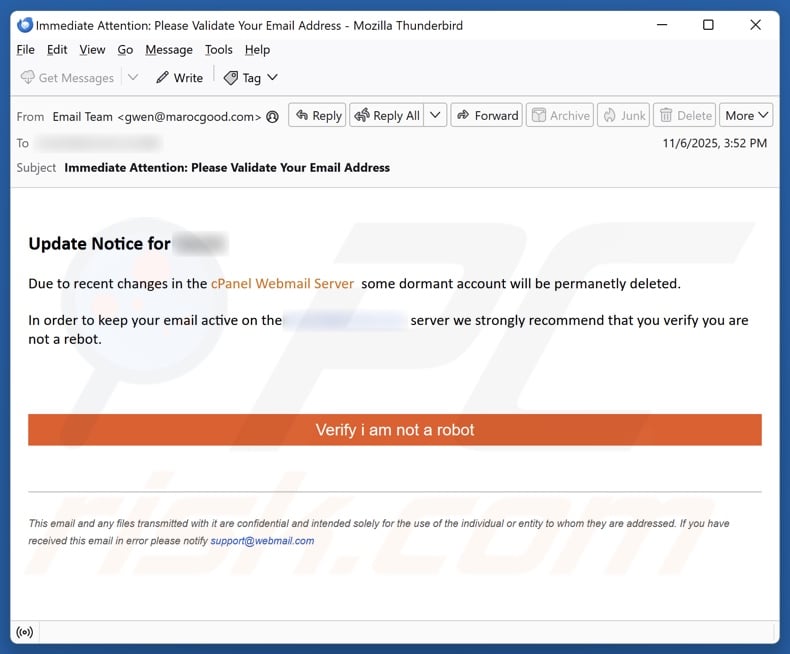 Changes In The cPanel Webmail Server kampania spamowa