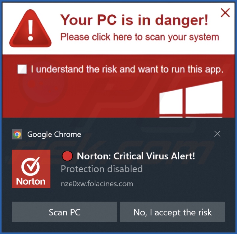 Reklama wyświetlana przez stronę internetową folacines[.]com