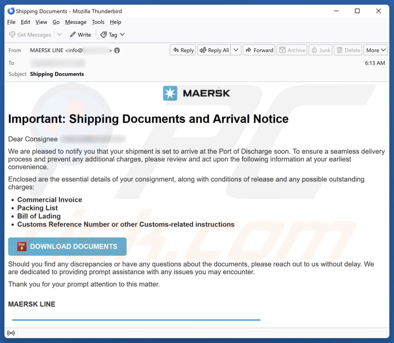 Email Account Failure Notice kampania spamowa