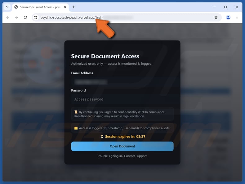 Payment Advice Fałszywa strona z oszustwem e-mailowym