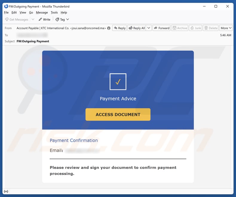 Email Account Failure Notice kampania spamowa