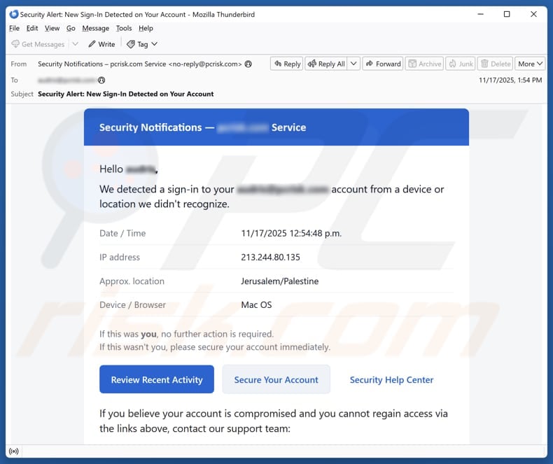 Email Account Failure Notice kampania spamowa
