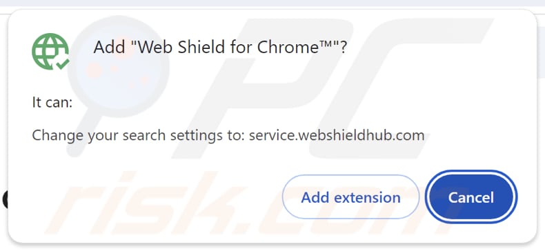 Web Shield dla przeglądarki Chrome – porywacz przeglądarki proszący o uprawnienia