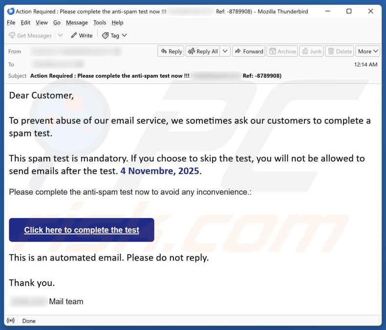 Email Account Failure Notice kampania spamowa