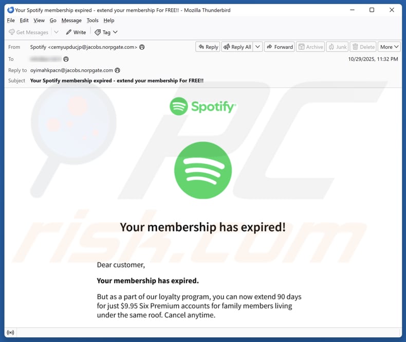 Email Account Failure Notice kampania spamowa