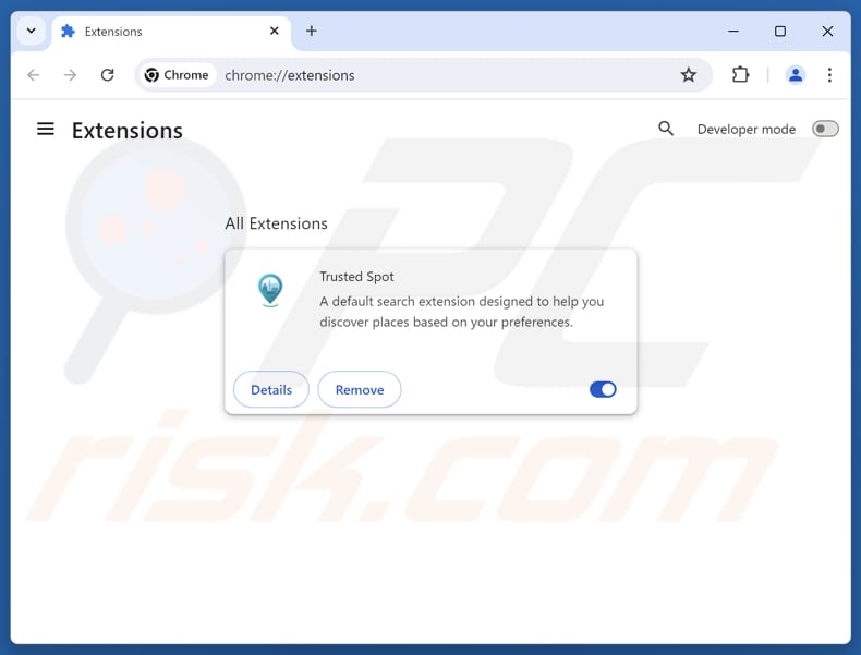 Usuwanie rozszerzeń Google Chrome związanych z trustedspotsearch.com