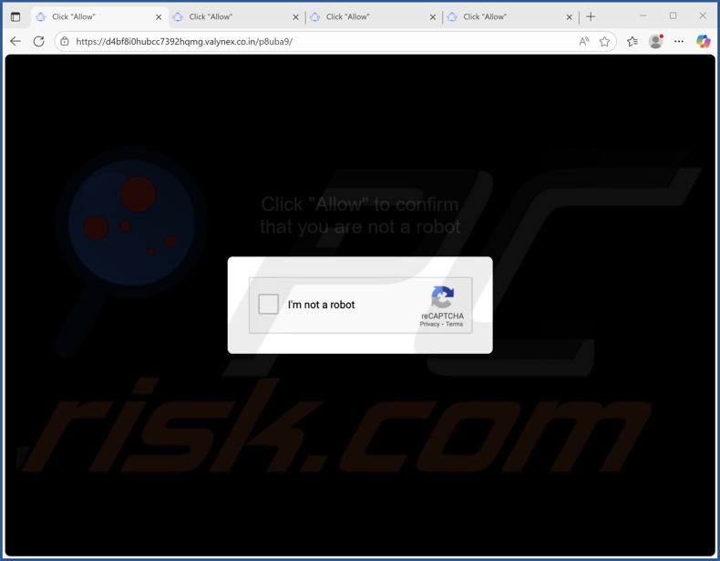 valynex.co[.]in pop-up przekierowania