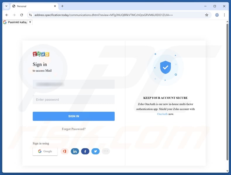 Your Mail Is On Hold oszustwo e-mailowe promujące stronę phishingową