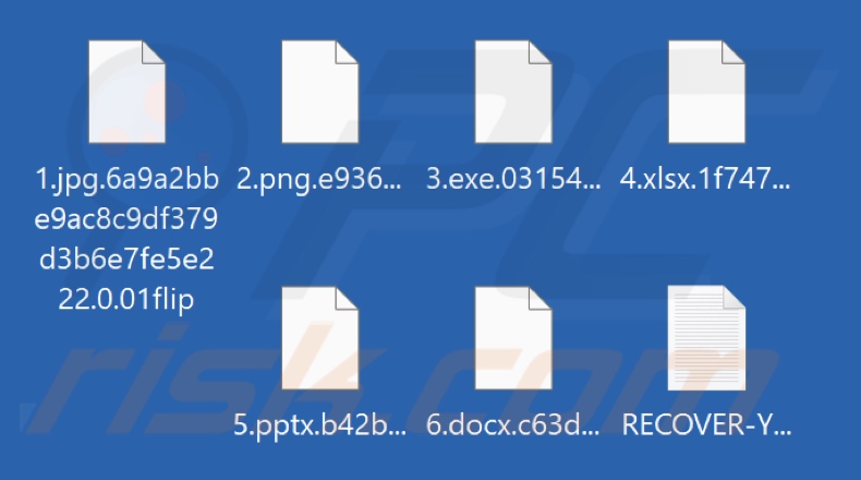 Pliki zaszyfrowane przez oprogramowanie ransomware 01Flip (rozszerzenie .01flip)