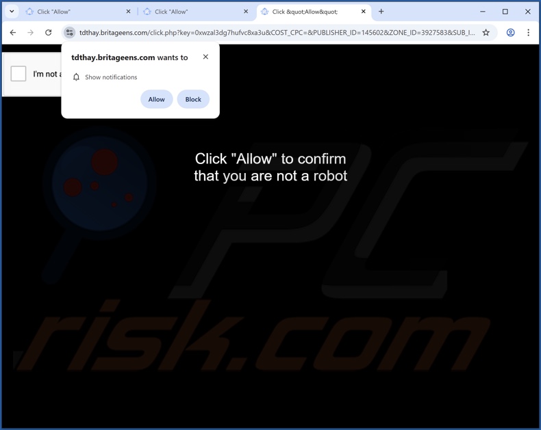 britageens[.]com pop-up przekierowania