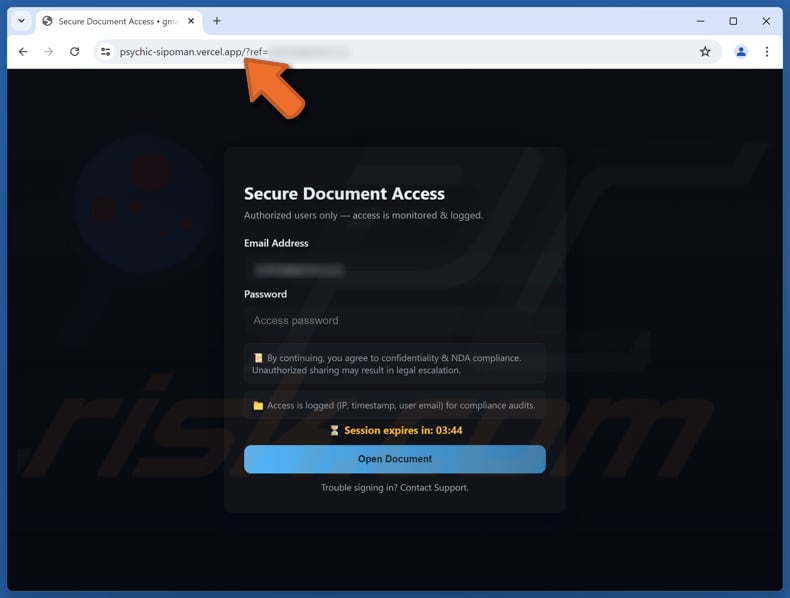Contract Quote Fałszywa strona z oszustwem e-mailowym