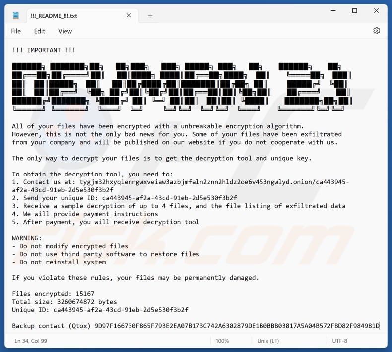DEVMAN 21 ransomware plik tekstowy (!!!_README_!!!.txt)
