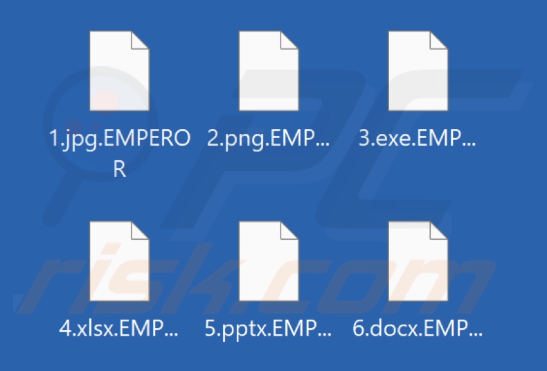 Pliki zaszyfrowane przez oprogramowanie ransomware Emperor (rozszerzenie .EMPEROR)