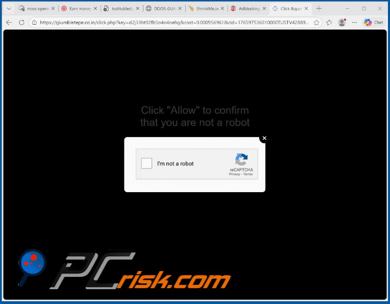 Wygląd strony internetowej giumbletepe.co[.]in (GIF)