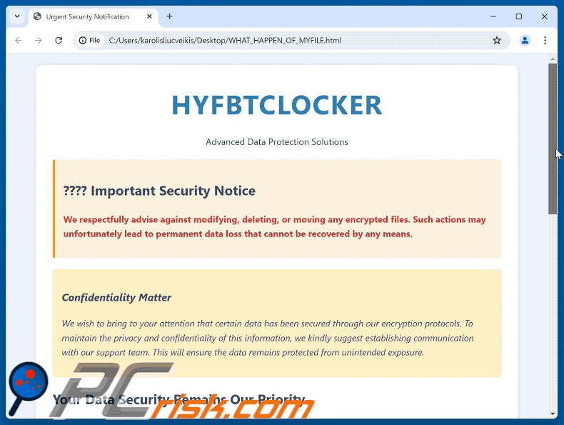 HYFBTCLOCKER ransomware żądanie okupu (WHAT_HAPPEN_OF_MYFILE.html) GIF