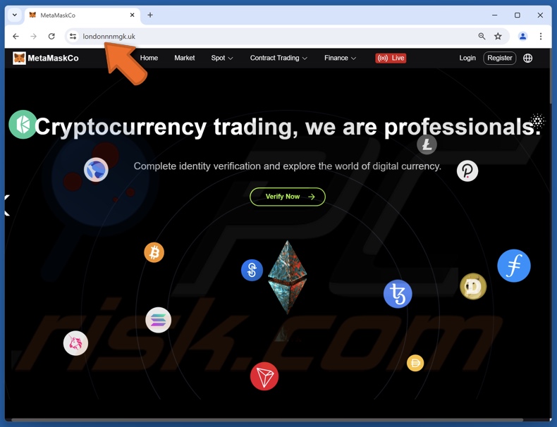 Fałszywa strona internetowa służąca do weryfikacji tożsamości MetaMask