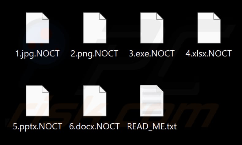 Pliki zaszyfrowane przez oprogramowanie ransomware NOCT (rozszerzenie .NOCT)