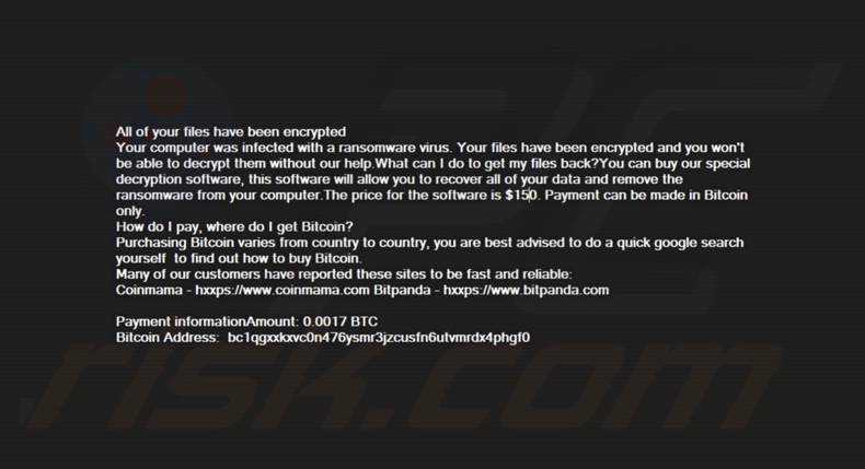 Pryct ransomware tapeta