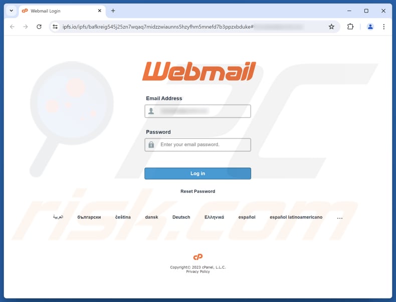 Request To Cancel Your Webmail Account Strona phishingowa służąca do wyłudzania danych e-mailowych