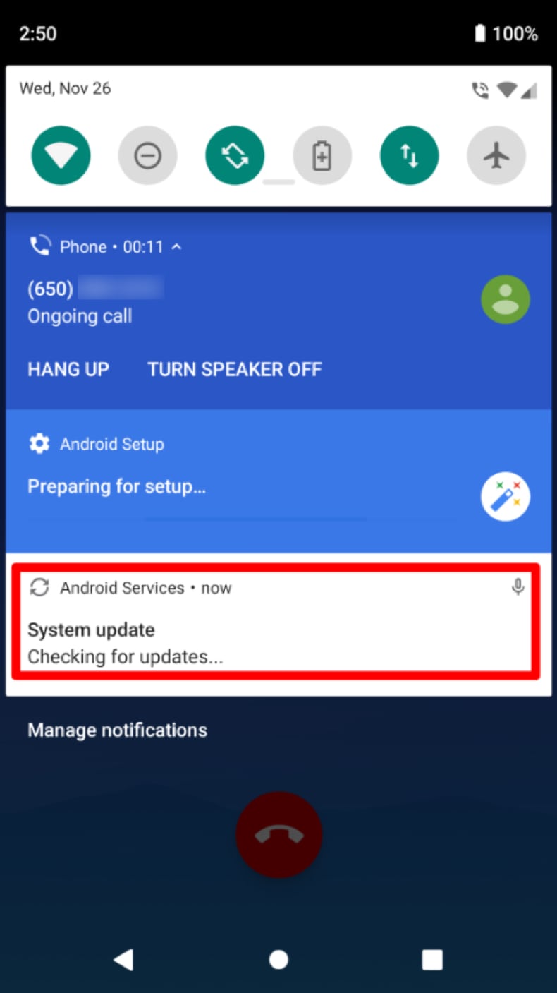 Komunikat ResidentBat Spyware wyświetlany podczas nagrywania rozmowy telefonicznej