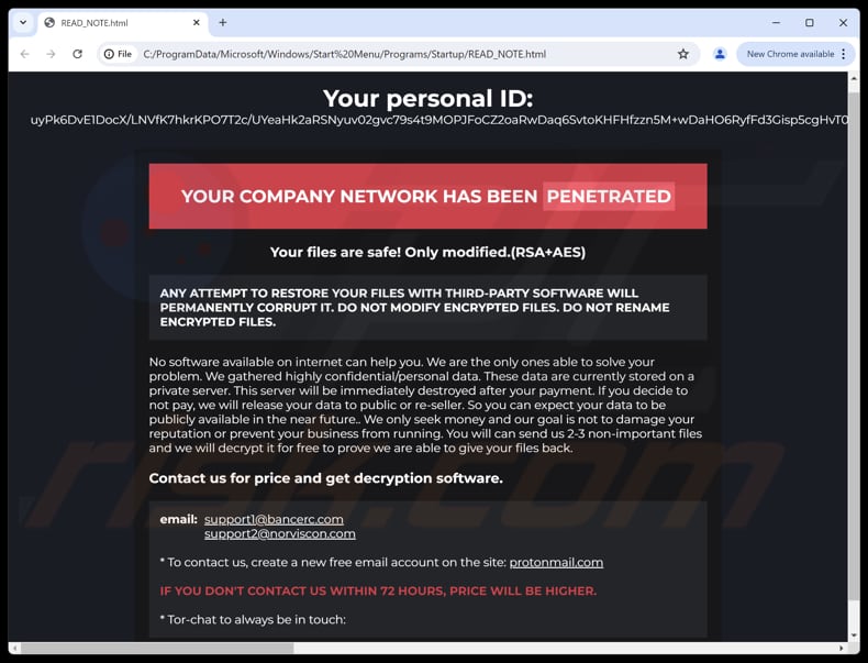 Ripper ransomware plik tekstowy (READ_NOTE.html)