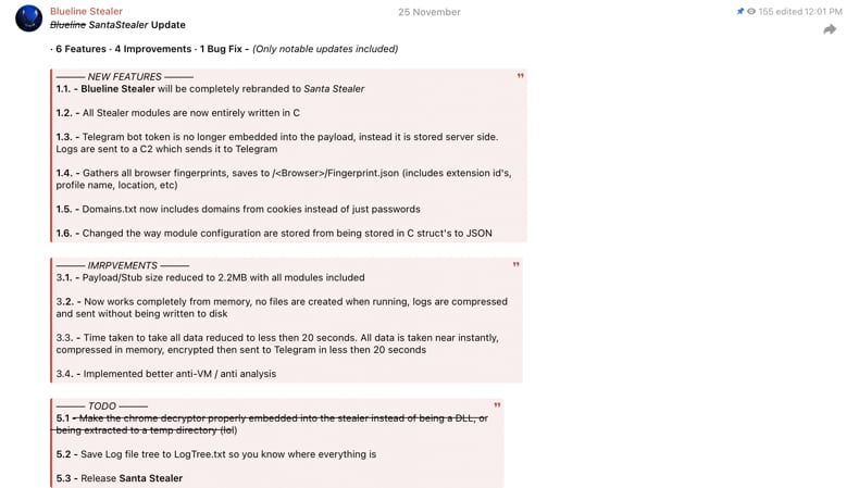 Złośliwe oprogramowanie SantaStealer promujące wiadomość Telegram