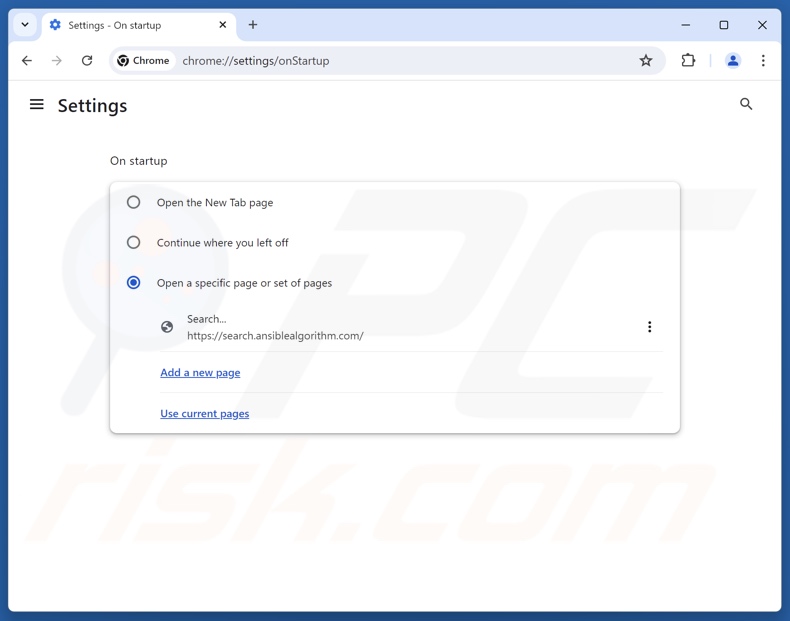 Usuwanie search.ansiblealgorithm.com ze strony głównej przeglądarki Google Chrome