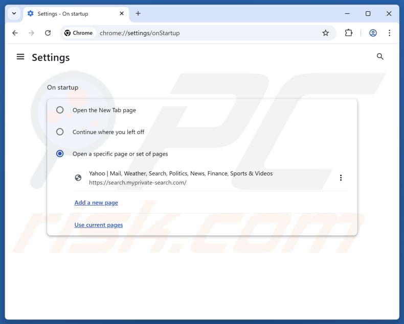 Usuwanie search.myprivate-search.com ze strony głównej przeglądarki Google Chrome