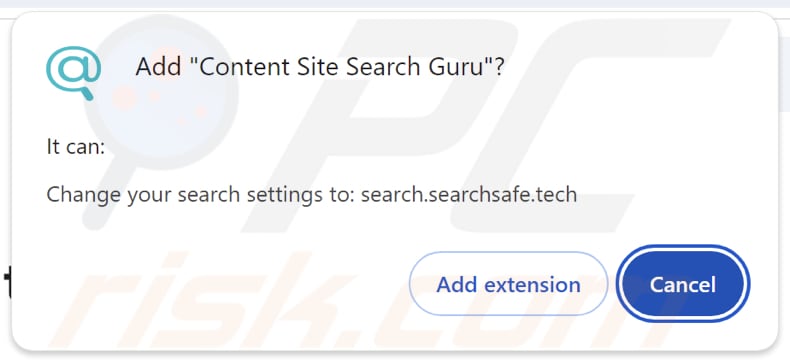 Porywacz przeglądarki Content Site Search Guru proszący o uprawnienia